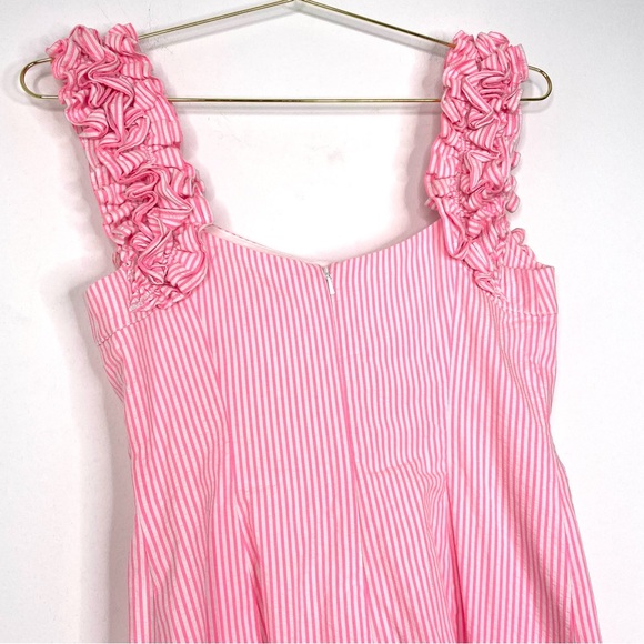 Lilly Pulitzer Devina Ruffle Sleeve Dress in Pink Yarn Seersucker Size 2 - Picture 10 of 15